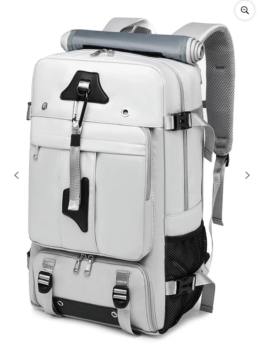 Men's White Travel Duffel with Black Accent Strap